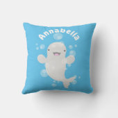 かわいいベルーガの泡の漫画イラストレーション クッション (裏面)