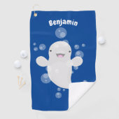 かわいいベルーガの泡の漫画イラストレーション ゴルフタオル (インサイチュ)