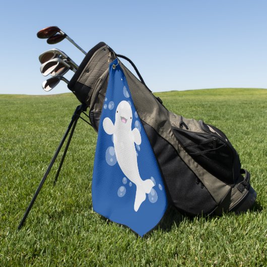 かわいいベルーガの泡の漫画イラストレーション ゴルフタオル (グリーン)