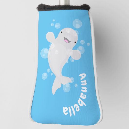 かわいいベルーガの泡の漫画イラストレーション ゴルフヘッドカバー (回転90)