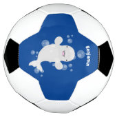 かわいいベルーガの泡の漫画イラストレーション サッカーボール (回転)