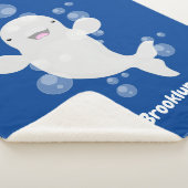 かわいいベルーガの泡の漫画イラストレーション シェルパブランケット (3/4)