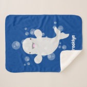 かわいいベルーガの泡の漫画イラストレーション シェルパブランケット (正面(横))