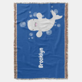 かわいいベルーガの泡の漫画イラストレーション スローブランケット (正面縦)