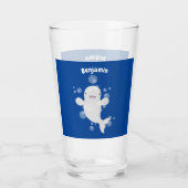 かわいいベルーガの泡の漫画イラストレーション タンブラーグラス (裏面)