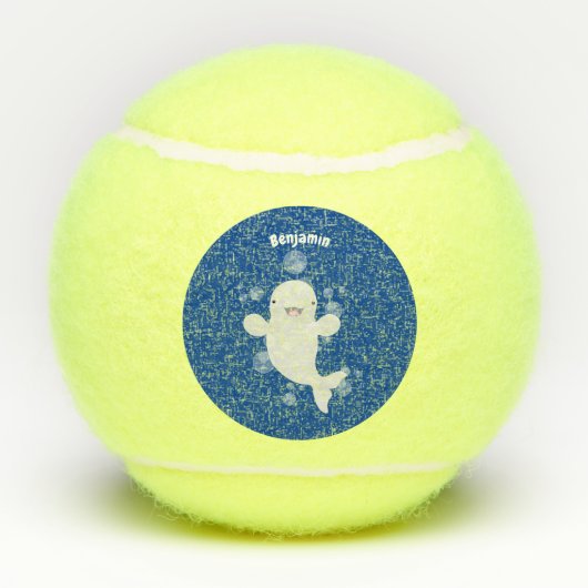 かわいいベルーガの泡の漫画イラストレーション テニスボール (裏面)