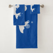 かわいいベルーガの泡の漫画イラストレーション バスタオルセット (インサイチュ)