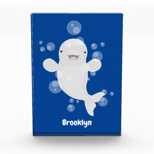 かわいいベルーガの泡の漫画イラストレーション フォトブロック (正面)