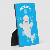 かわいいベルーガの泡の漫画イラストレーション フォトプラーク (側面)