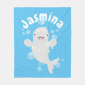 かわいいベルーガの泡の漫画イラストレーション フリースブランケット (正面)