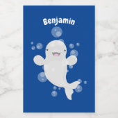 かわいいベルーガの泡の漫画イラストレーション フードラベル (シングルラベル)