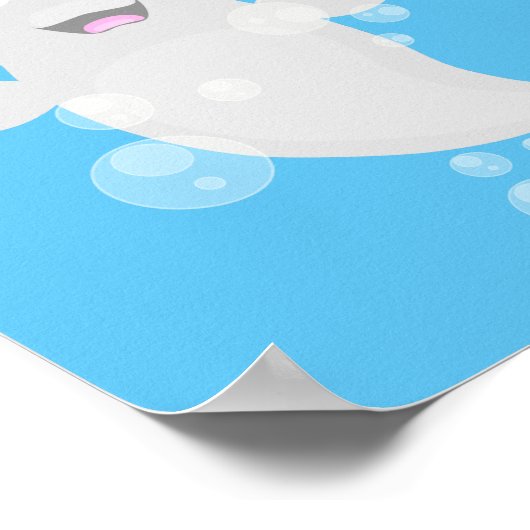 かわいいベルーガの泡の漫画イラストレーション ポスター (角)