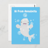 かわいいベルーガの泡の漫画イラストレーション ポストカード (正面/裏面)