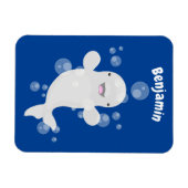 かわいいベルーガの泡の漫画イラストレーション マグネット (横)