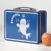 かわいいベルーガの泡の漫画イラストレーション メタルランチボックス (インサイチュ)