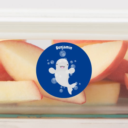 かわいいベルーガの泡の漫画イラストレーション ラベル (貼付)