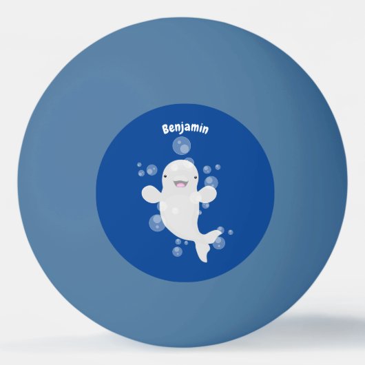 かわいいベルーガの泡の漫画イラストレーション 卓球ボール (正面)