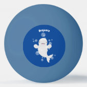 かわいいベルーガの泡の漫画イラストレーション 卓球ボール (裏面)