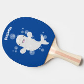 かわいいベルーガの泡の漫画イラストレーション 卓球ラケット (横)