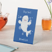 かわいいベルーガの泡の漫画イラストレーション 台座サイン (インサイチュ)