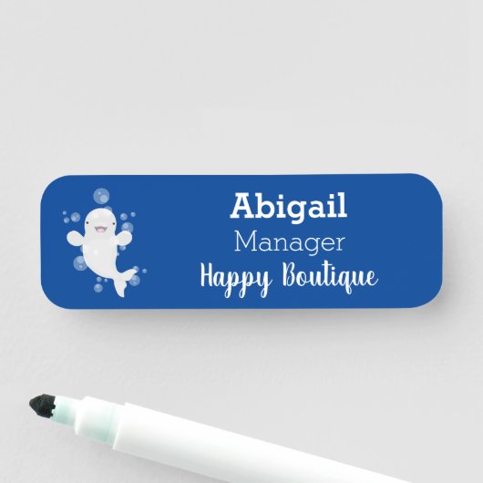 かわいいベルーガの泡の漫画イラストレーション 名札 (インサイチュ)