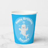 かわいいベルーガの泡の漫画イラストレーション 紙コップ (裏面)