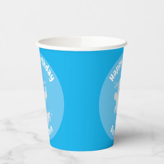 かわいいベルーガの泡の漫画イラストレーション 紙コップ (左)