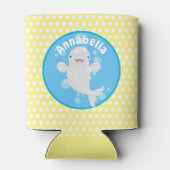 かわいいベルーガの泡の漫画イラストレーション 缶クーラー (裏面)