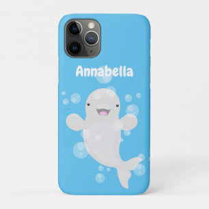 かわいいベルーガの泡の漫画イラストレーション iPhone 11 PROケース