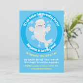 かわいいベルーガホッキョククジラのカスタムアニメーション誕生日 招待状 (スタンド正面)