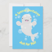 かわいいベルーガホッキョククジラのカスタムアニメーション誕生日 招待状 (裏面)