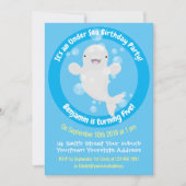 かわいいベルーガホッキョクジラのカスタムアニメーション誕生日 招待状 (正面)