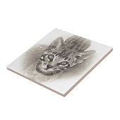 かわいいベンガルの子ネコのスケッチ タイル (側面)