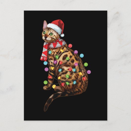 かわいいベンガル猫おもしろいクリスマスホリディギフト ポストカード (正面)