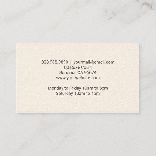 かわいいベーカリーウォーターカラーカップケーキベイカーパティシシェフ 名刺 (裏面)