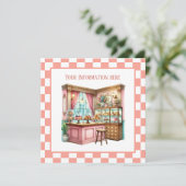 かわいいベーカリーカウンターパーティー紙 招待状 (スタンド正面)