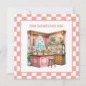 かわいいベーカリーカウンターパーティー紙 招待状 (正面)