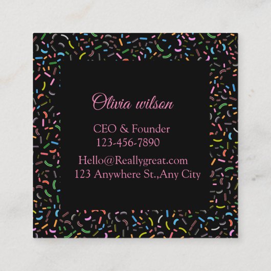 かわいいベーカリースクエア、2.5インチx 2.5インチ名刺 スクエア名刺 (裏面)