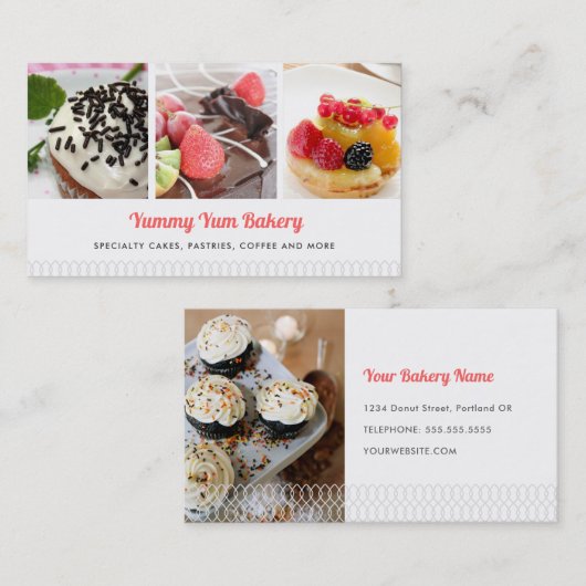 かわいいベーカリー名刺4枚 名刺 (正面/裏面)