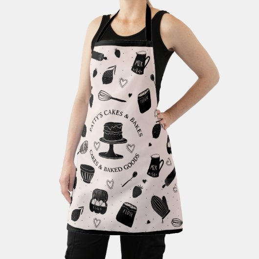 かわいいベーカーのシェフベーキング器ピンクブラック エプロン (インサイチュ)