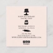 かわいいベーカーのシェフベーキング器ピンクブラック スクエア名刺 (裏面)