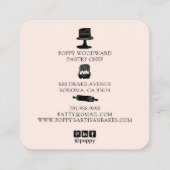 かわいいベーカーのシェフベーキング器ピンクブラック スクエア名刺 (裏面)