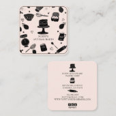 かわいいベーカーのシェフベーキング器ピンクブラック スクエア名刺 (正面/裏面)