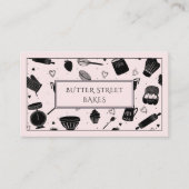 かわいいベーカーのシェフベーキング器ピンクブラック 名刺 (正面)