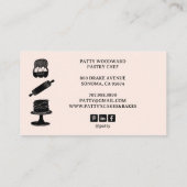 かわいいベーカーのシェフベーキング器ピンクブラック 名刺 (裏面)