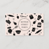 かわいいベーカーのシェフベーキング器ピンクブラック 名刺 (正面)