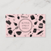かわいいベーカーのシェフベーキング器ピンクブラック 名刺 (正面)