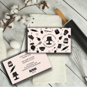 かわいいベーカーのシェフベーキング器ピンクブラック 名刺