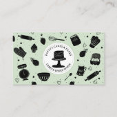 かわいいベーカーのシェフベーキング器ブラックグリーン 名刺 (正面)