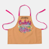 かわいいベーカースが名前の女の子を追加して焼く エプロン (正面)